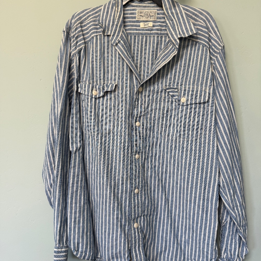 Lucky Brand Men's Striped Long Sleeve Collared Shirt | Large
